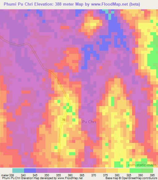 Phumi Pu Chri,Cambodia Elevation Map