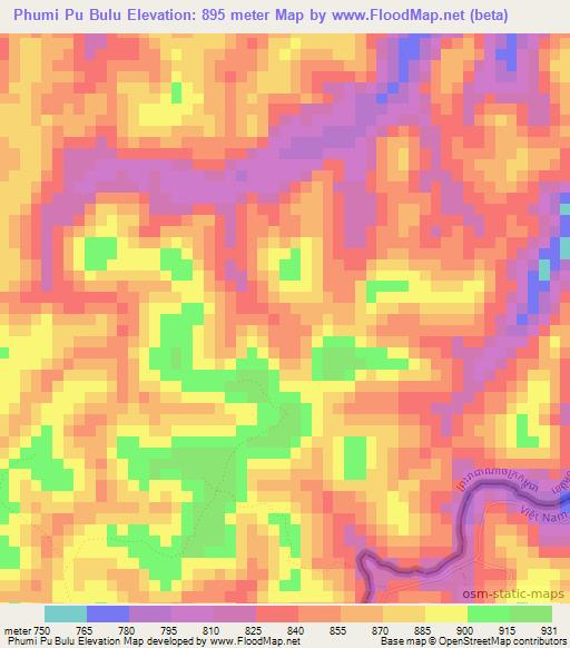 Phumi Pu Bulu,Cambodia Elevation Map