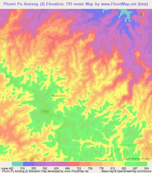 Phumi Pu Antreng (2),Cambodia Elevation Map
