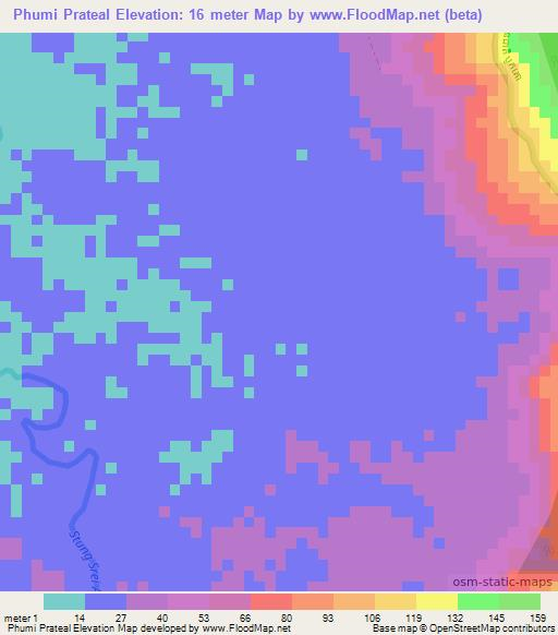 Phumi Prateal,Cambodia Elevation Map