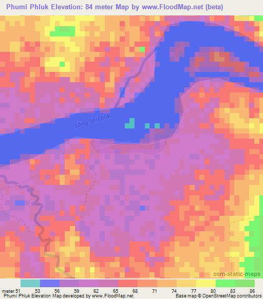 Phumi Phluk,Cambodia Elevation Map