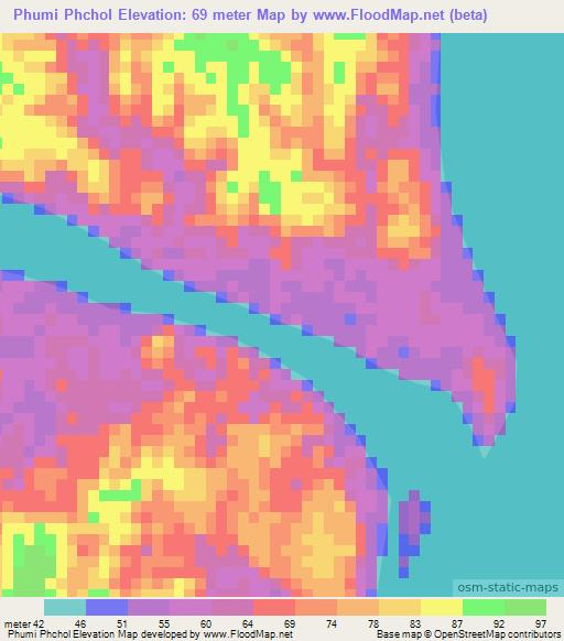 Phumi Phchol,Cambodia Elevation Map