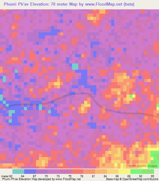 Phumi Ph'av,Cambodia Elevation Map
