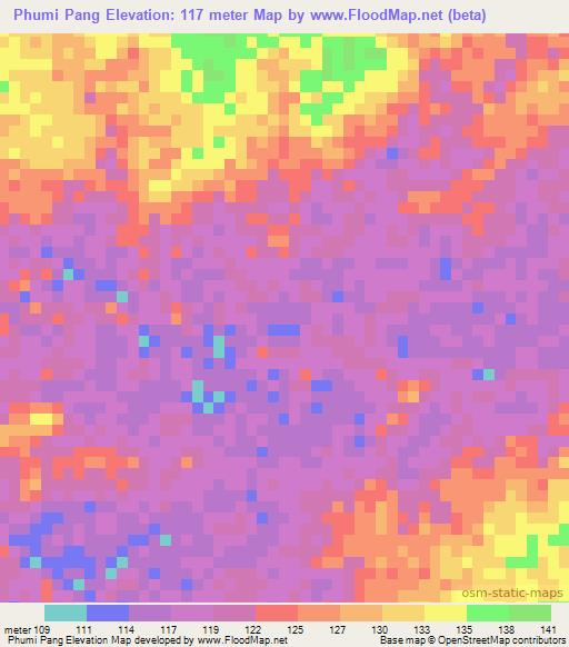 Phumi Pang,Cambodia Elevation Map