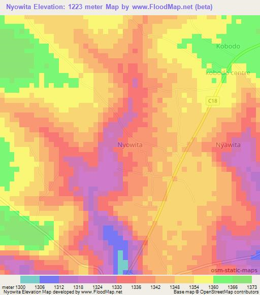 Nyowita,Kenya Elevation Map