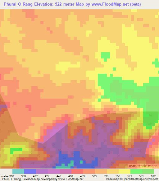 Phumi O Rang,Cambodia Elevation Map