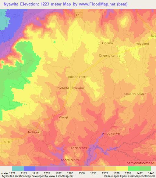 Nyawita,Kenya Elevation Map