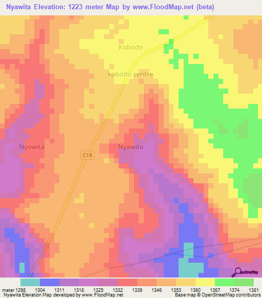 Nyawita,Kenya Elevation Map