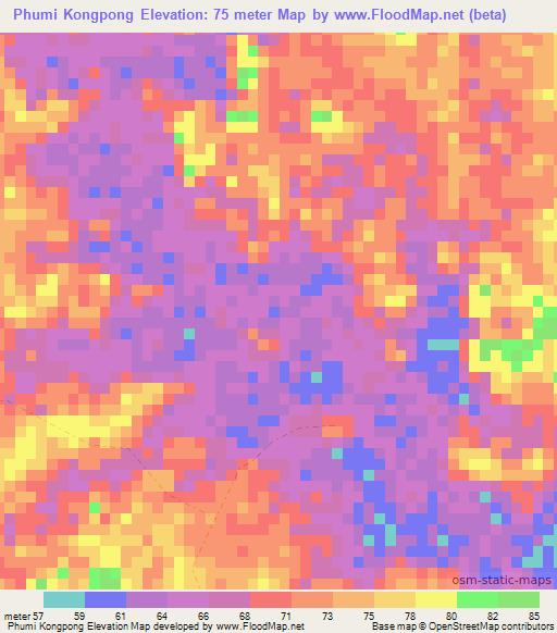 Phumi Kongpong,Cambodia Elevation Map