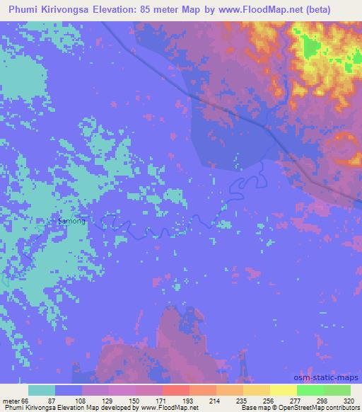 Phumi Kirivongsa,Cambodia Elevation Map