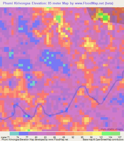 Phumi Kirivongsa,Cambodia Elevation Map
