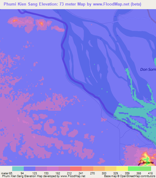 Phumi Kien Sang,Cambodia Elevation Map