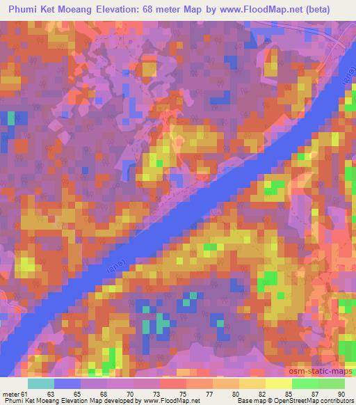 Phumi Ket Moeang,Cambodia Elevation Map