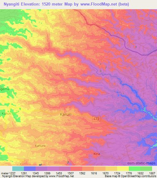 Nyangiti,Kenya Elevation Map