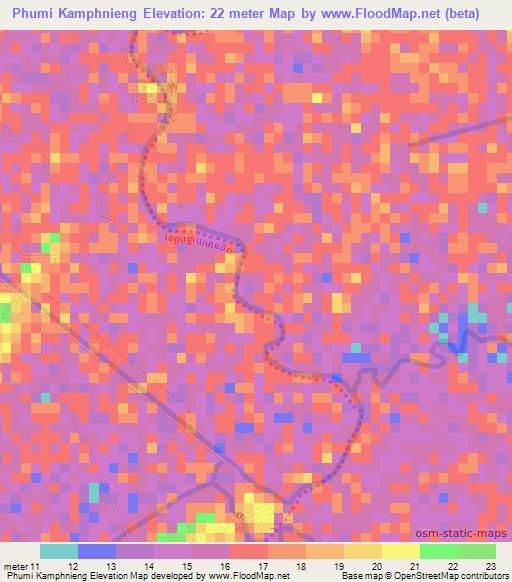 Phumi Kamphnieng,Cambodia Elevation Map