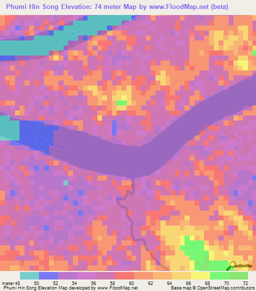 Phumi Hin Song,Cambodia Elevation Map