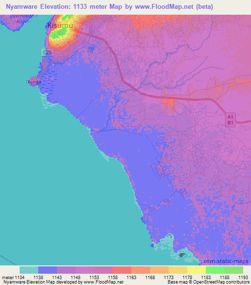 Nyamware,Kenya Elevation Map