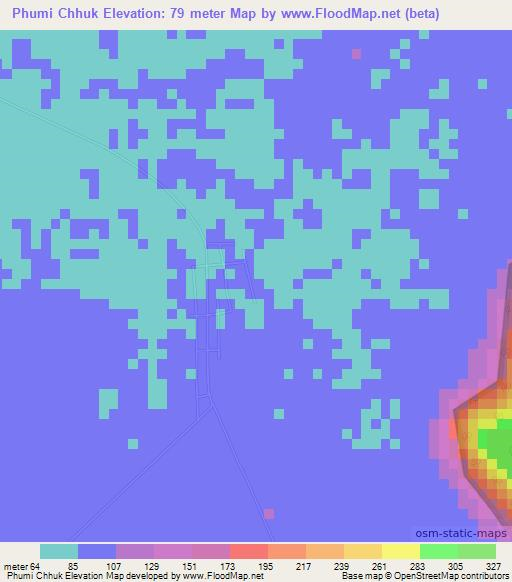 Phumi Chhuk,Cambodia Elevation Map
