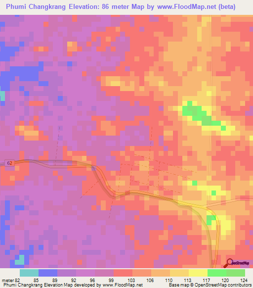 Phumi Changkrang,Cambodia Elevation Map
