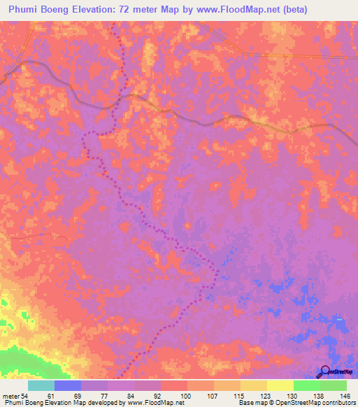 Phumi Boeng,Cambodia Elevation Map