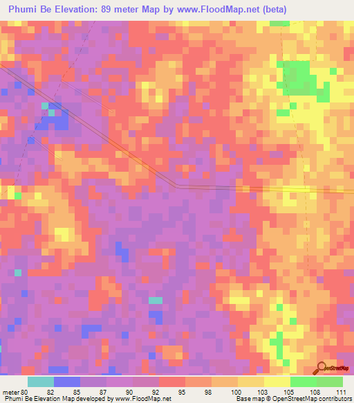 Phumi Be,Cambodia Elevation Map