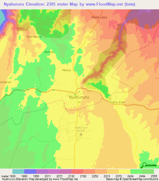 Nyahururu,Kenya Elevation Map