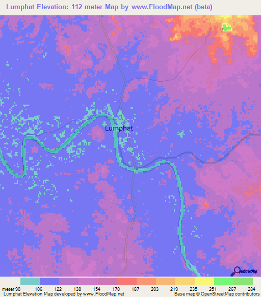 Lumphat,Cambodia Elevation Map