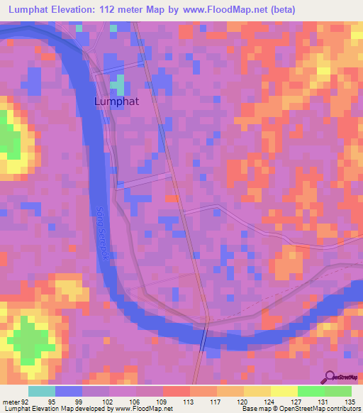 Lumphat,Cambodia Elevation Map