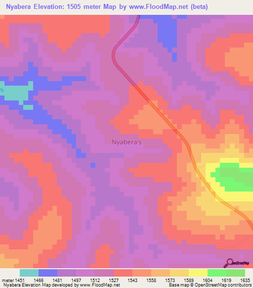 Nyabera,Kenya Elevation Map