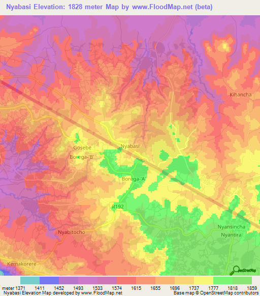 Nyabasi,Kenya Elevation Map