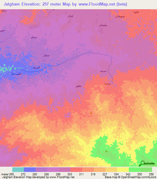 Jalgham,Syria Elevation Map