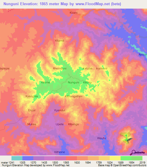 Nunguni,Kenya Elevation Map