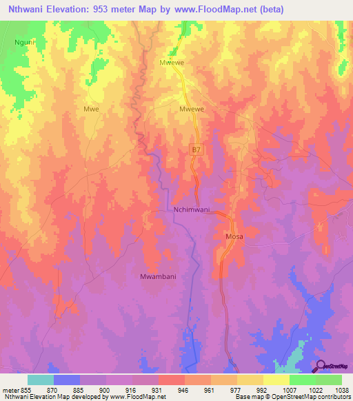 Nthwani,Kenya Elevation Map