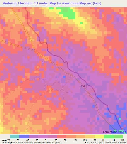Amleang,Cambodia Elevation Map