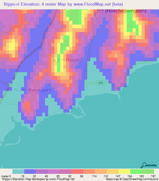 Rippo-ri,South Korea Elevation Map