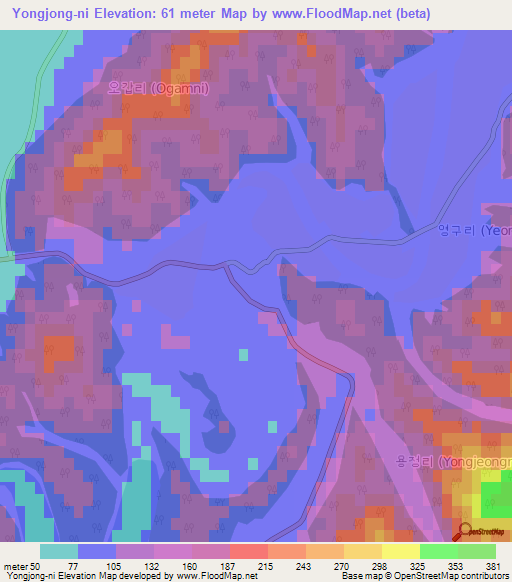 Yongjong-ni,South Korea Elevation Map