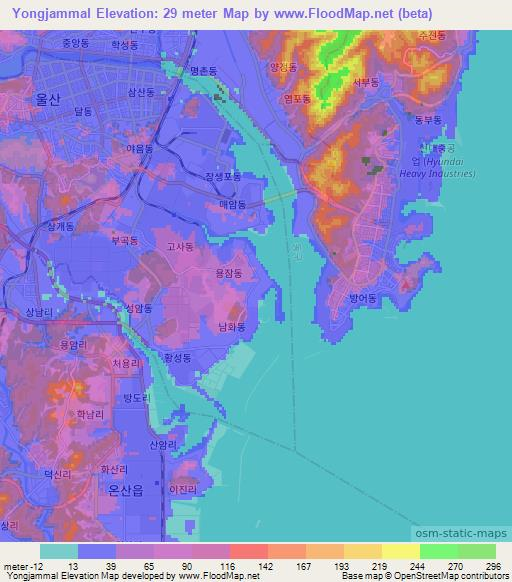 Yongjammal,South Korea Elevation Map