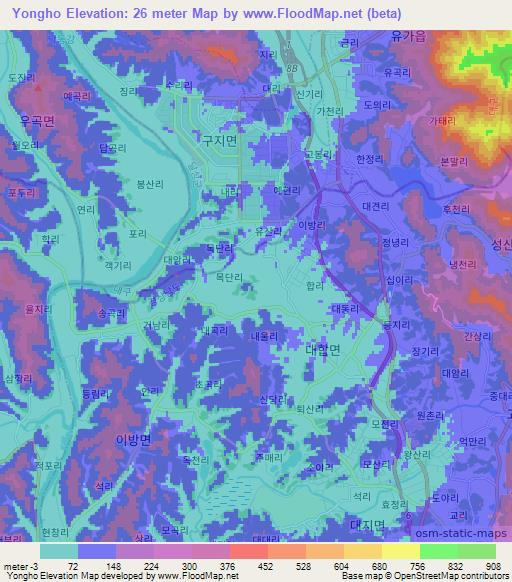 Yongho,South Korea Elevation Map