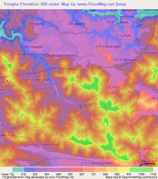 Yongha,South Korea Elevation Map