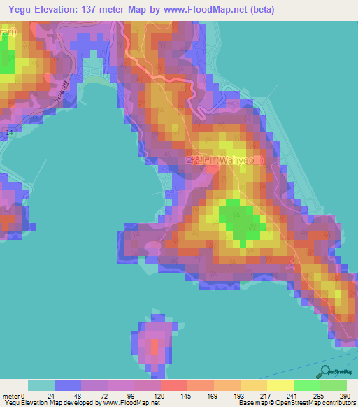 Yegu,South Korea Elevation Map