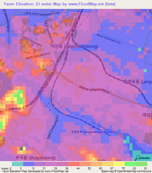 Yaum,South Korea Elevation Map