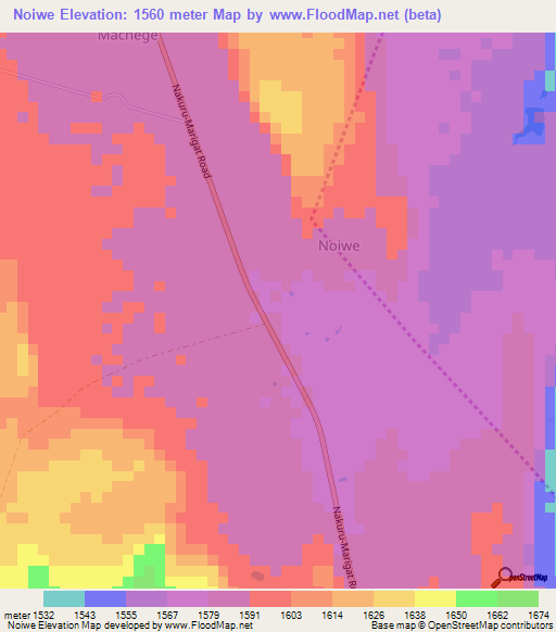 Noiwe,Kenya Elevation Map