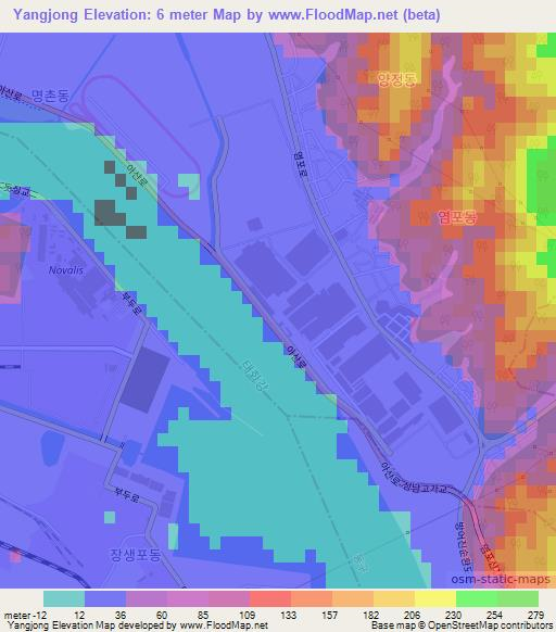 Yangjong,South Korea Elevation Map