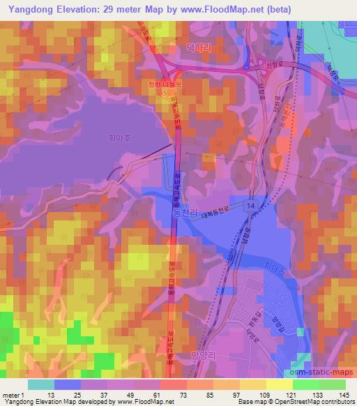 Yangdong,South Korea Elevation Map