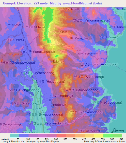 Uumgok,South Korea Elevation Map