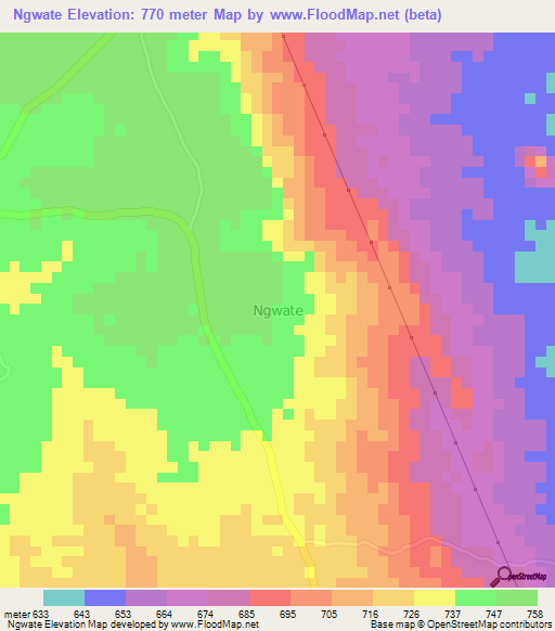 Ngwate,Kenya Elevation Map