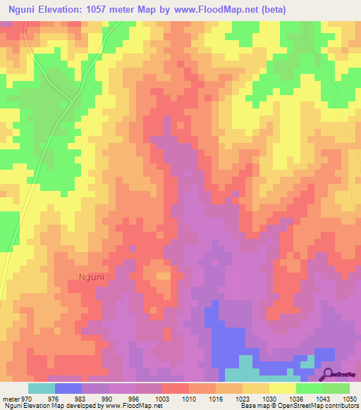 Nguni,Kenya Elevation Map