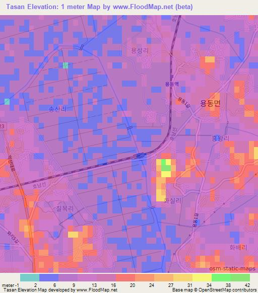 Tasan,South Korea Elevation Map