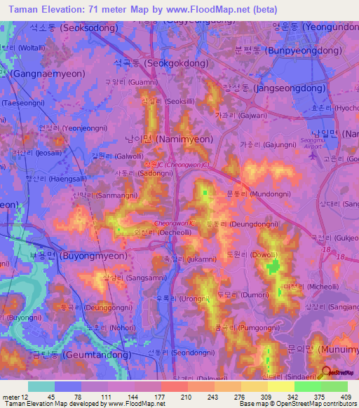 Taman,South Korea Elevation Map