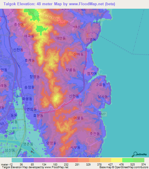 Talgok,South Korea Elevation Map